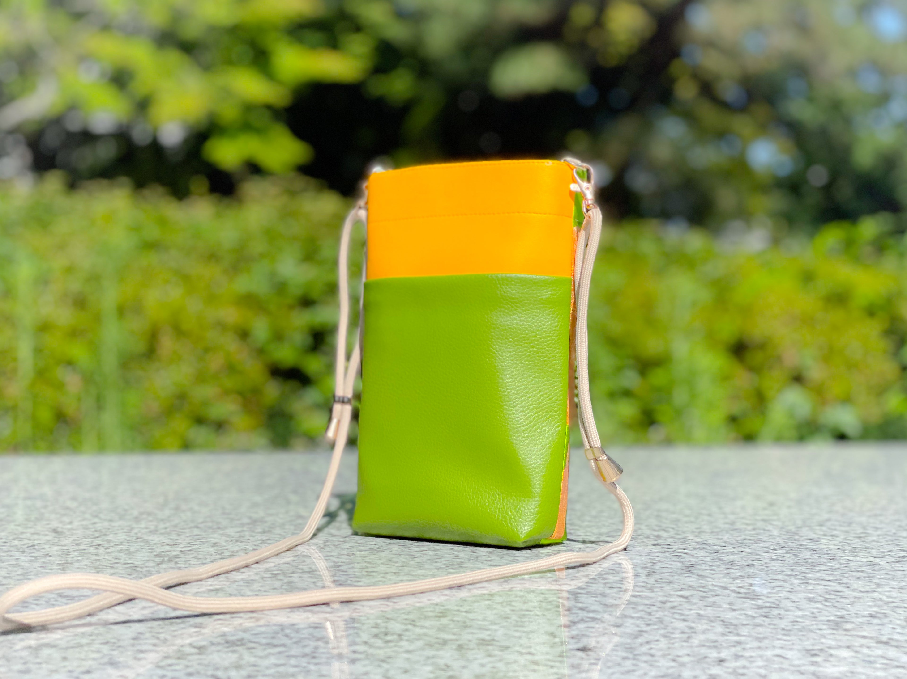 Vertical Sacoche【Shunpuu-Yellow-Green】縦長サコッシュ【春風-イエロー-グリーン】