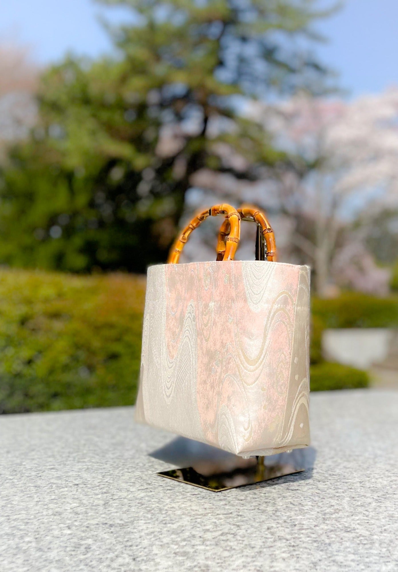 Eternity Tote Bag with bamboo handle 【Izumi】  竹持ち手のエタニティトートバッグ【和泉】