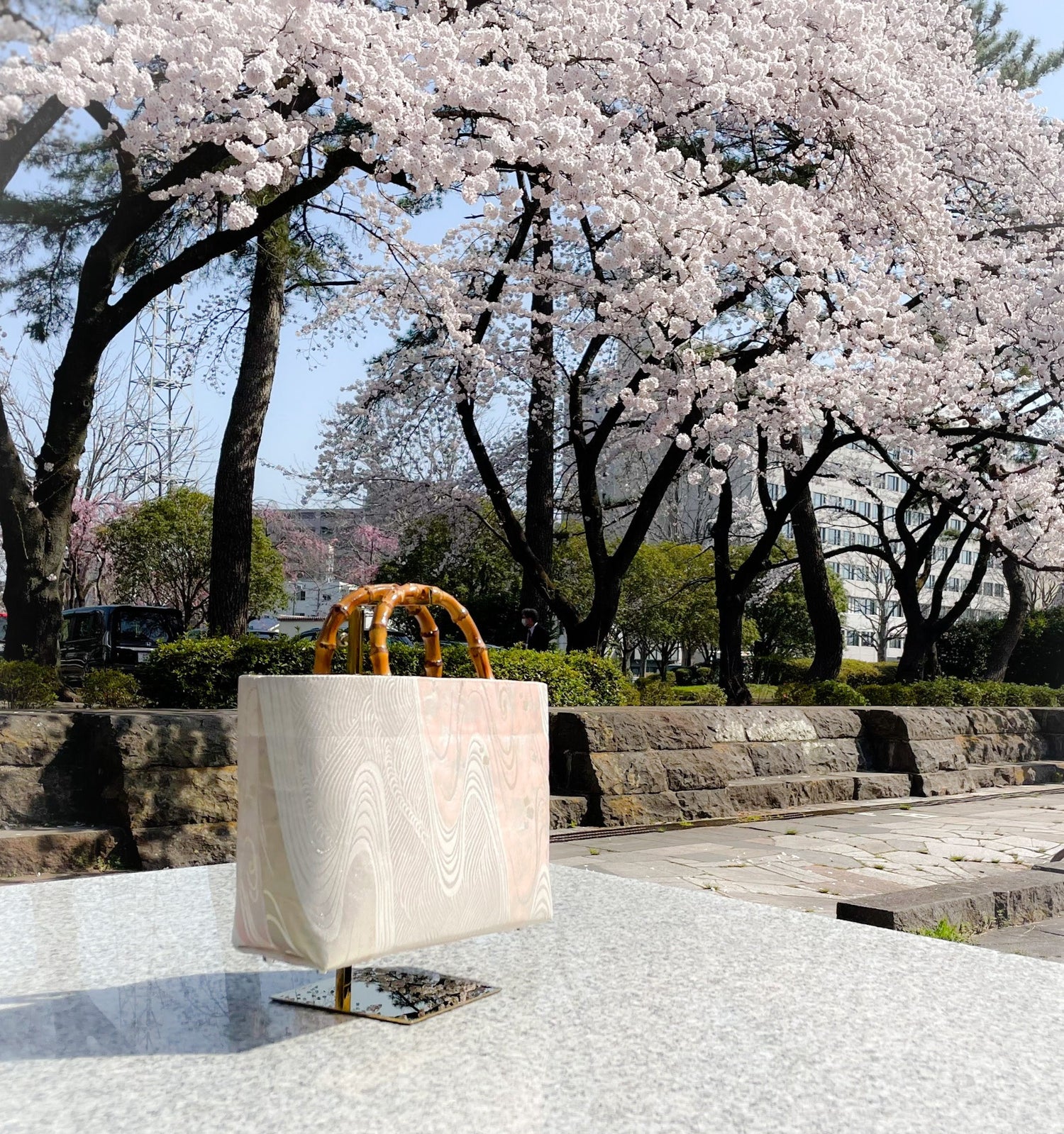 Eternity Tote Bag with bamboo handle 【Izumi】  竹持ち手のエタニティトートバッグ【和泉】
