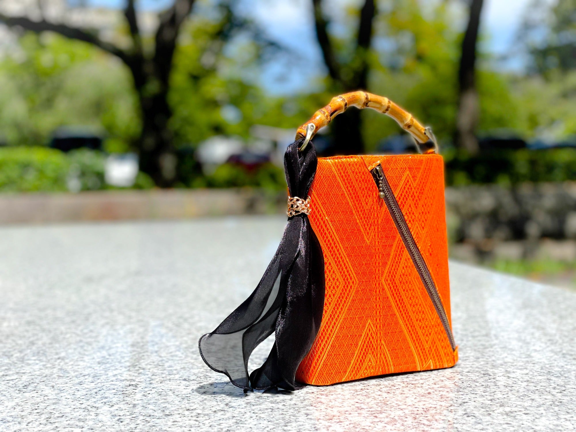 Bamboo Handle Mini Tote【Akatsuki】 竹持ち手のミニトート【暁】