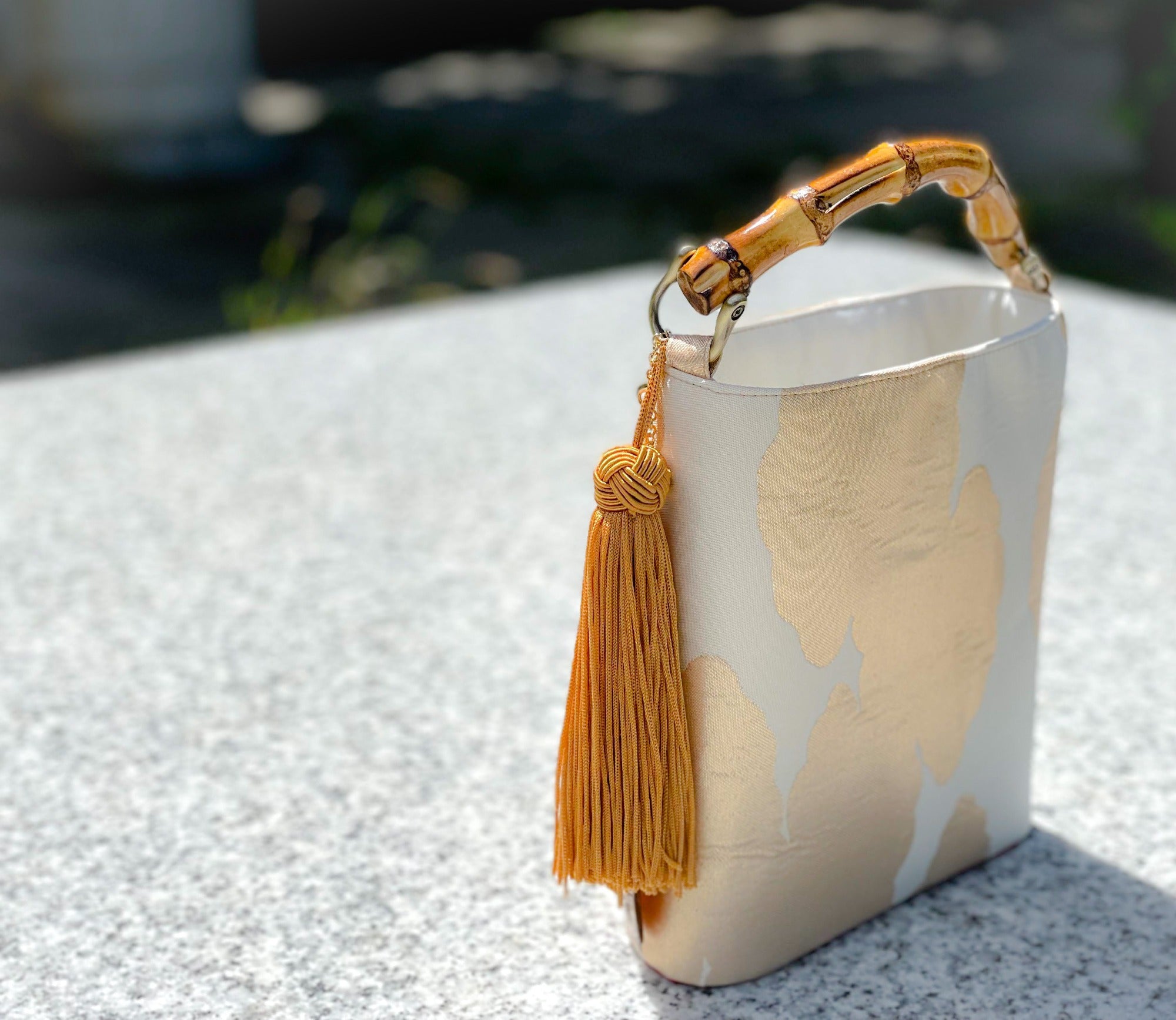 Bamboo Handle Mini Tote【Haku】 竹持ち手のミニトート【箔】
