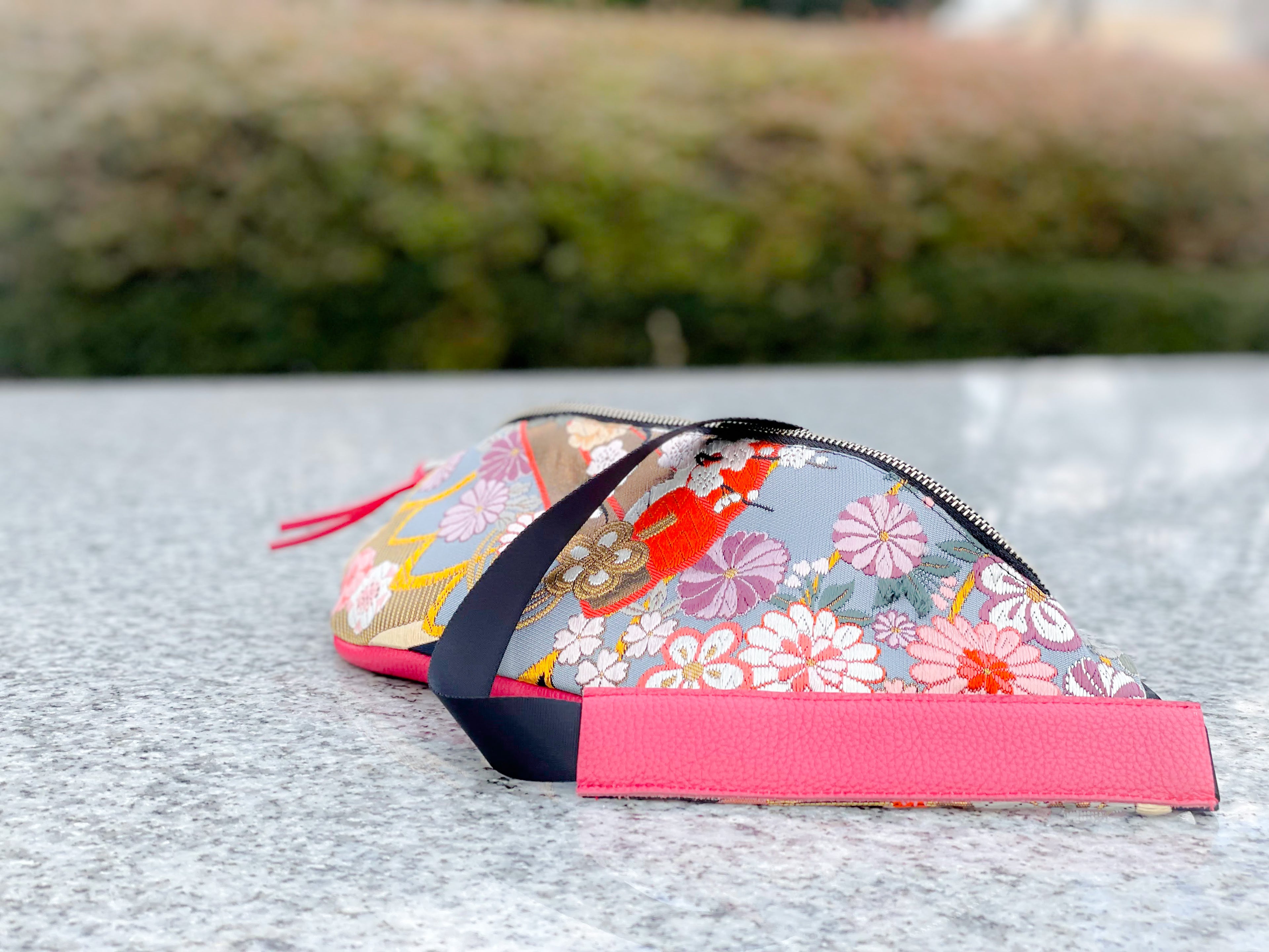 Waist・Cross-body Bag【Setsugekka-hot-pink】クロスボディーバッグ【雪月花・ピンク】