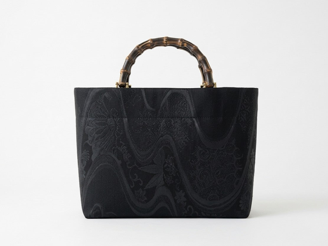 Eternity Tote Bag with bamboo handle 【Kyoto Black 01】 　竹持ち手のエタニティトートバッグ【西陣ブラック01】