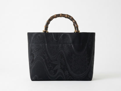 Eternity Tote Bag with bamboo handle 【Kyoto Black 01】 　竹持ち手のエタニティトートバッグ【西陣ブラック01】