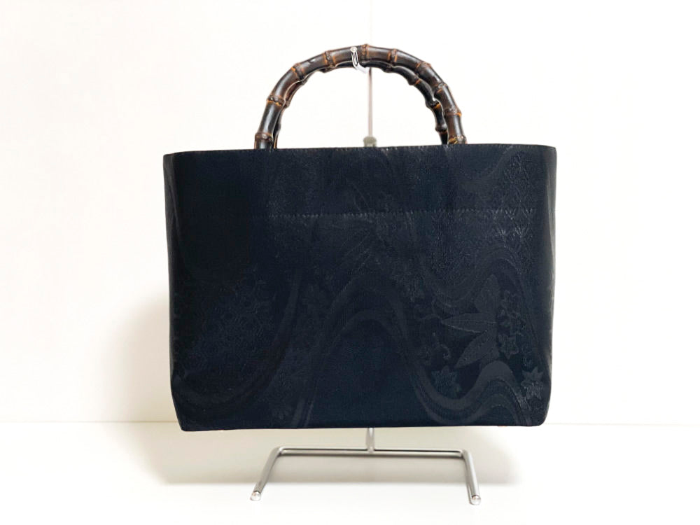 Eternity Tote Bag with bamboo handle 【Kyoto Black 01】 　竹持ち手のエタニティトートバッグ【西陣ブラック01】