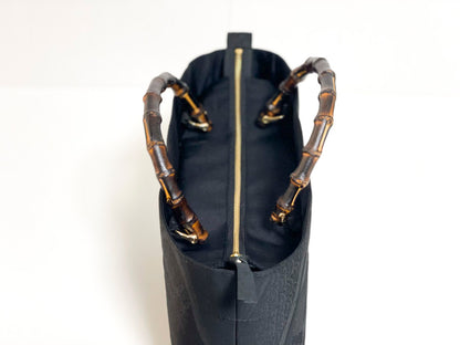 Eternity Tote Bag with bamboo handle 【Kyoto Black 01】 　竹持ち手のエタニティトートバッグ【西陣ブラック01】