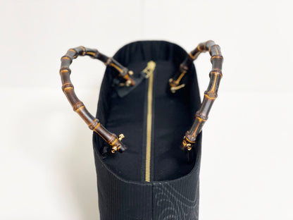 Eternity Tote Bag with bamboo handle 【Kyoto Black 02】 　竹持ち手のエタニティトートバッグ【西陣ブラック02】