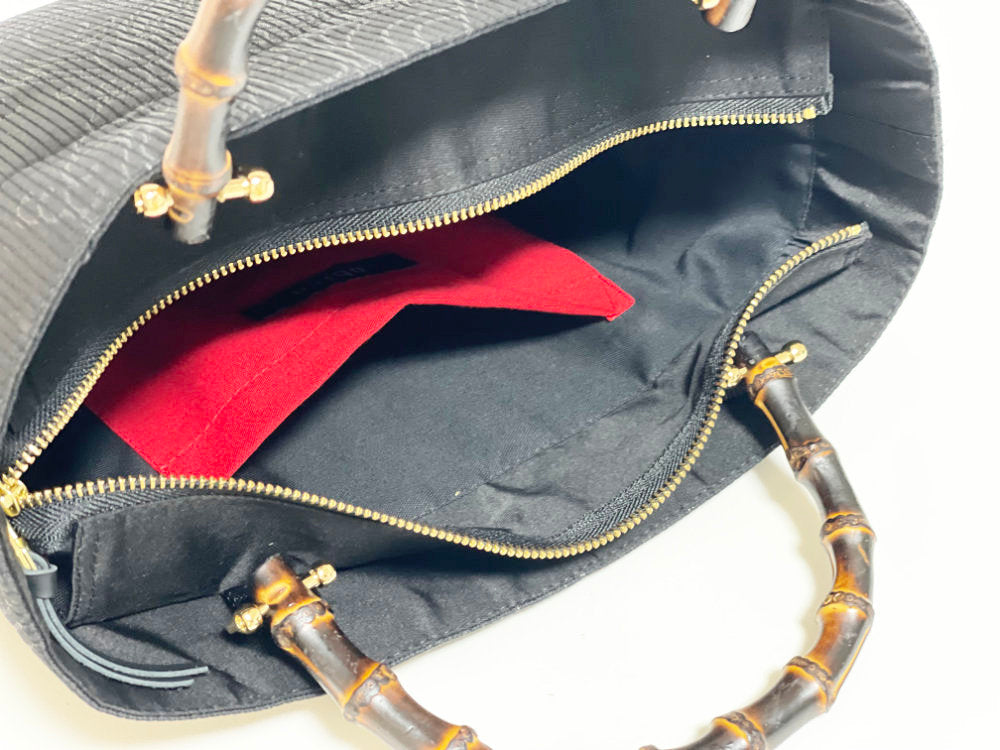 Eternity Tote Bag with bamboo handle 【Kyoto Black 02】 　竹持ち手のエタニティトートバッグ【西陣ブラック02】