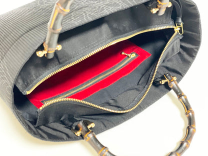 Eternity Tote Bag with bamboo handle 【Kyoto Black 02】 　竹持ち手のエタニティトートバッグ【西陣ブラック02】