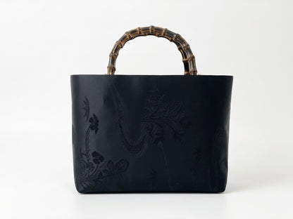 Eternity Tote Bag with bamboo handle 【Kyoto Black 03】 　竹持ち手のエタニティトートバッグ【西陣ブラック03】
