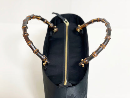 Eternity Tote Bag with bamboo handle 【Kyoto Black 03】 　竹持ち手のエタニティトートバッグ【西陣ブラック03】