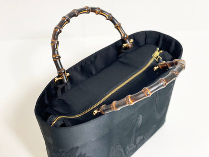 Eternity Tote Bag with bamboo handle 【Kyoto Black 03】 　竹持ち手のエタニティトートバッグ【西陣ブラック03】