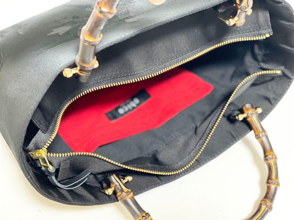 Eternity Tote Bag with bamboo handle 【Kyoto Black 03】 　竹持ち手のエタニティトートバッグ【西陣ブラック03】