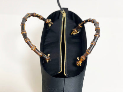 Eternity Tote Bag with bamboo handle 【Kyoto Black 03】 　竹持ち手のエタニティトートバッグ【西陣ブラック03】