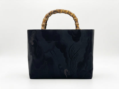 Eternity Tote Bag with bamboo handle 【Kyoto Black 04】 竹持ち手のエタニティトートバッグ【西陣ブラック04】