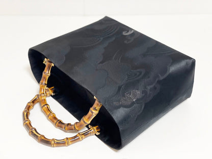 Eternity Tote Bag with bamboo handle 【Kyoto Black 04】 竹持ち手のエタニティトートバッグ【西陣ブラック04】