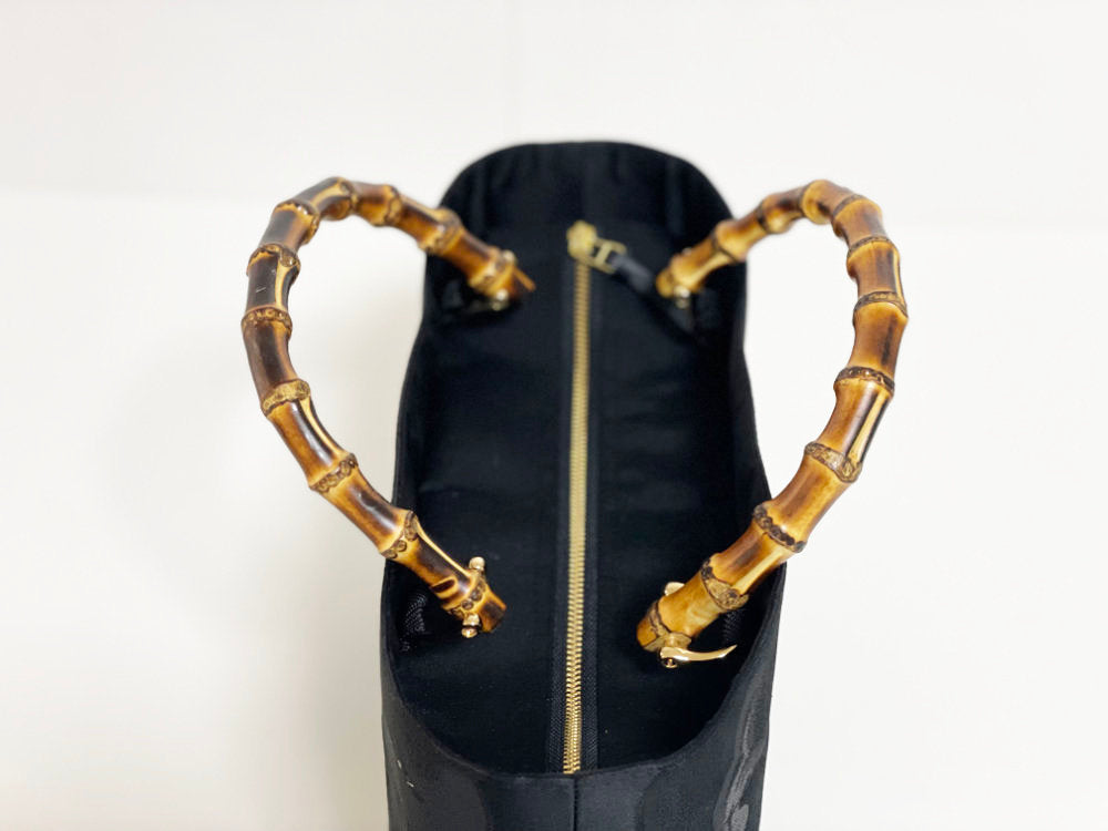 Eternity Tote Bag with bamboo handle 【Kyoto Black 04】 竹持ち手のエタニティトートバッグ【西陣ブラック04】