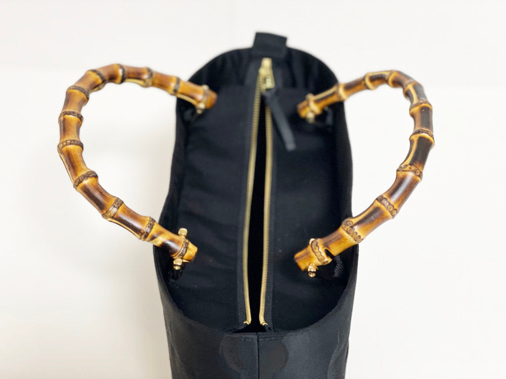 Eternity Tote Bag with bamboo handle 【Kyoto Black 04】 竹持ち手のエタニティトートバッグ【西陣ブラック04】