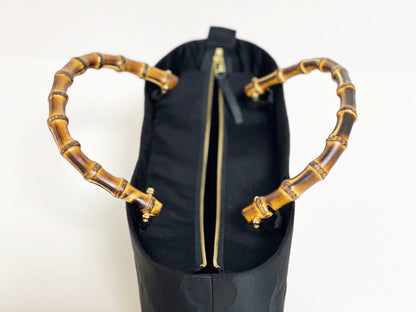Eternity Tote Bag with bamboo handle 【Kyoto Black 04】 竹持ち手のエタニティトートバッグ【西陣ブラック04】
