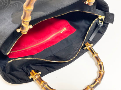 Eternity Tote Bag with bamboo handle 【Kyoto Black 04】 竹持ち手のエタニティトートバッグ【西陣ブラック04】