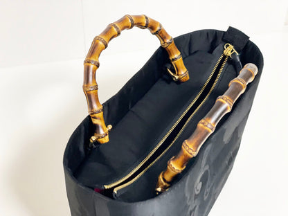 Eternity Tote Bag with bamboo handle 【Kyoto Black 04】 竹持ち手のエタニティトートバッグ【西陣ブラック04】
