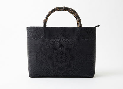 Eternity Tote Bag with bamboo handle 【Kyoto Black 05】 竹持ち手のエタニティトートバッグ【西陣ブラック05】