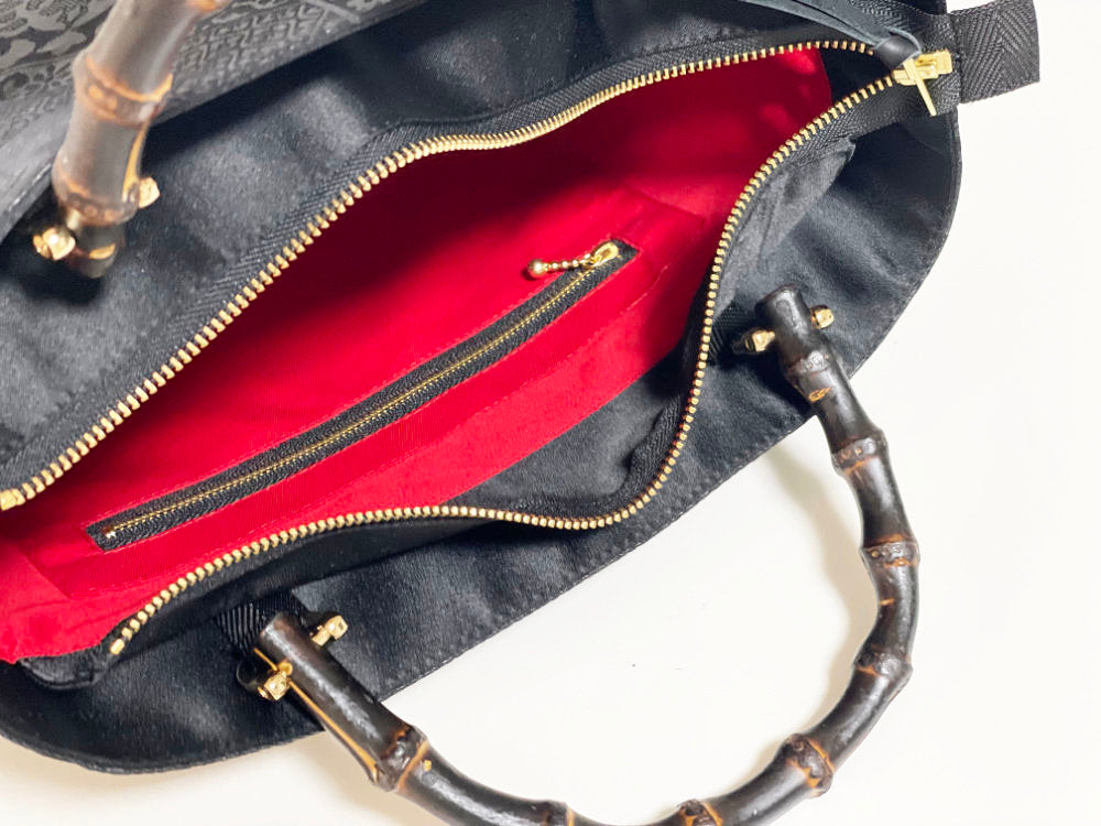 Eternity Tote Bag with bamboo handle 【Kyoto Black 05】 竹持ち手のエタニティトートバッグ【西陣ブラック05】