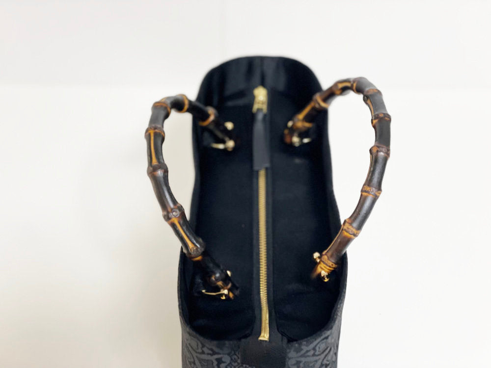 Eternity Tote Bag with bamboo handle 【Kyoto Black 05】 竹持ち手のエタニティトートバッグ【西陣ブラック05】
