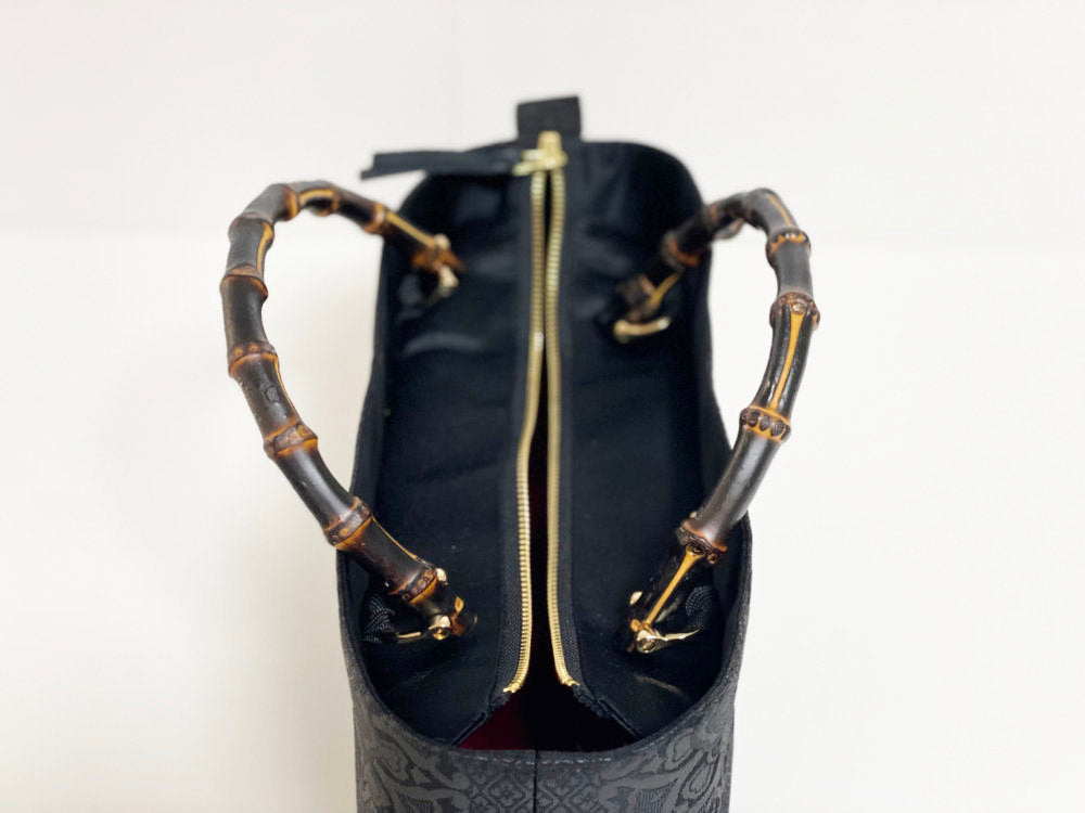 Eternity Tote Bag with bamboo handle 【Kyoto Black 05】 竹持ち手のエタニティトートバッグ【西陣ブラック05】