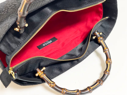 Eternity Tote Bag with bamboo handle 【Kyoto Black 05】 竹持ち手のエタニティトートバッグ【西陣ブラック05】