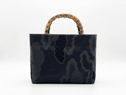 Eternity Tote Bag with bamboo handle 【Kyoto Black 06】 竹持ち手のエタニティトートバッグ【西陣ブラック06】