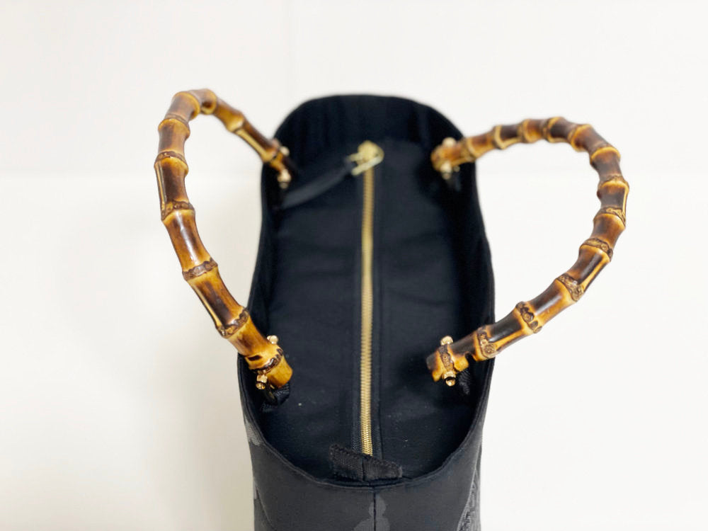 Eternity Tote Bag with bamboo handle 【Kyoto Black 06】 竹持ち手のエタニティトートバッグ【西陣ブラック06】