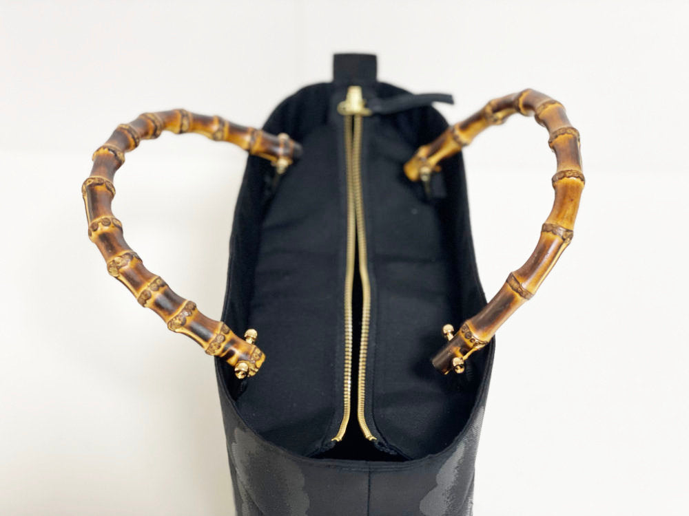 Eternity Tote Bag with bamboo handle 【Kyoto Black 06】 竹持ち手のエタニティトートバッグ【西陣ブラック06】