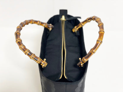 Eternity Tote Bag with bamboo handle 【Kyoto Black 06】 竹持ち手のエタニティトートバッグ【西陣ブラック06】