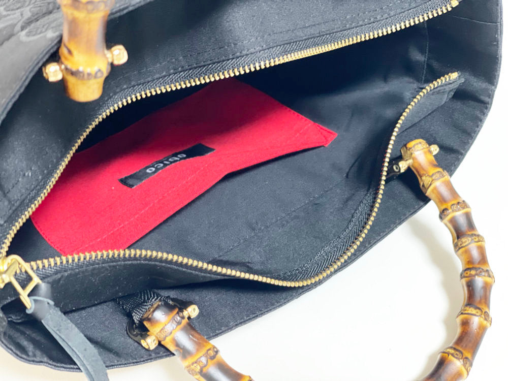 Eternity Tote Bag with bamboo handle 【Kyoto Black 06】 竹持ち手のエタニティトートバッグ【西陣ブラック06】