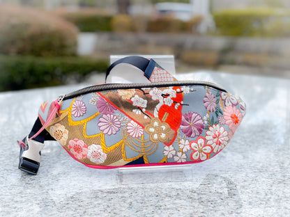 Waist・Cross-body Bag【Setsugekka-hot-pink】クロスボディーバッグ【雪月花・ピンク】